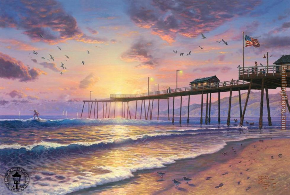 Footprints in the sand painting - Thomas Kinkade Footprints in the sand art painting